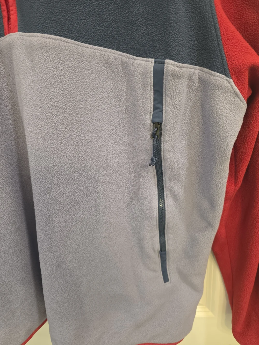 The North Face Vintage Men's XXL Fleece Blue Red Gray Full Zip Pit Zips...